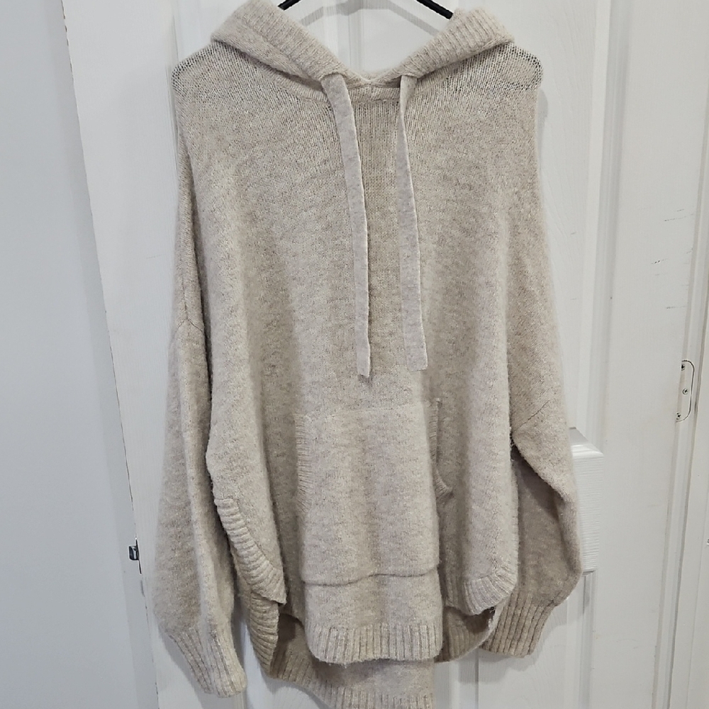 Madewell Cream Hooded Poncho Sweater‎ Size 2x